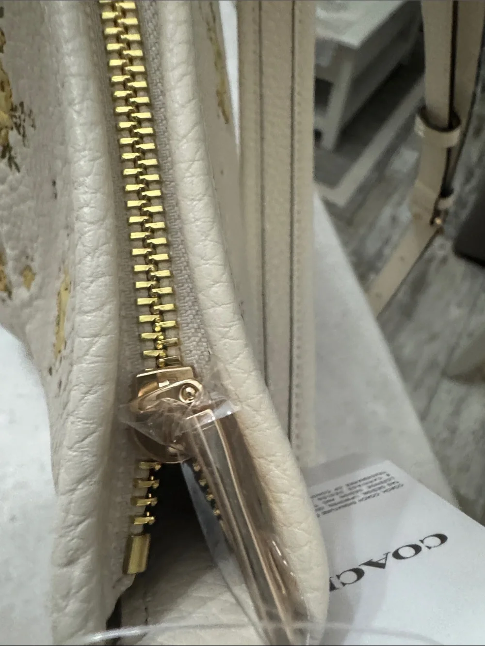 Coach Cream Crossbody with Yellow Floral Print and Gold Hardware